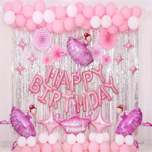 Ballet Girl Balloon Theme Baby Party Decorations Set Newborn Baby Birthday Shower Party Supplies Childrens Day Gift