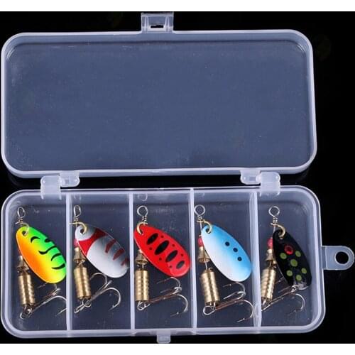 Rotating Spinner Fishing Lure 5.2g Sinking Spoon Sequins Metal Hard Bait Treble Hooks Wobblers Bass Pesca Tackle Fish Lure Set