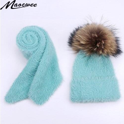 Newborn Baby Knit Hat+Scarf 2Pcs Children Baby Solid Color Scarves Winter Warm Baby Girl Hat For Baby Boy Suit Infant Unisex Set