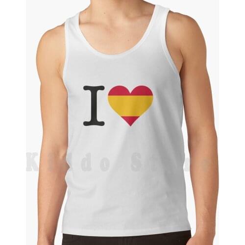 I Love Spain tank tops vest 100% Cotton Flag Mallorca Spain Bullfight Vacations Flamenco Football