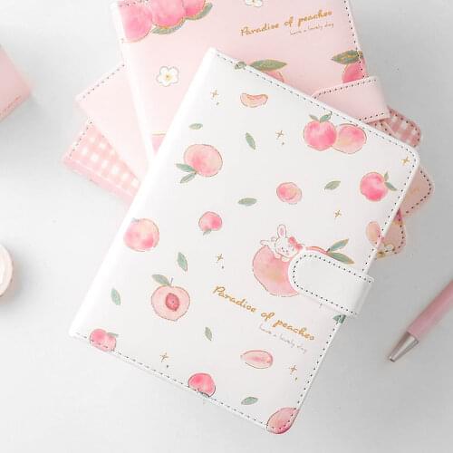 Notebooks Diary Cute PU Leather Peaches Weekly Planner Notebook School Office Supplies Kawaii Stationery Sketchbook Journals
