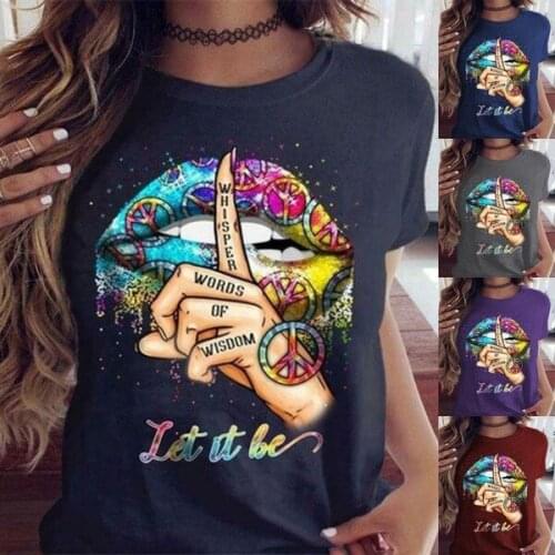 Female Love LET IT BE Shirt Graphic Print T-shirt Casual Cute T-shirt Role Playing Abstract Cosplay Clothes 2021
