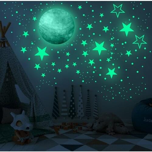 Zollor Hand Painted Luminous Star Planet Wall Sticker Childrens room Creative Decoration Self-adhesive Luminous Stickers