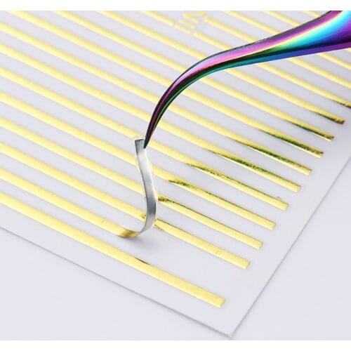 1 Sheet Golden Silver Colors 3D Nail Sticker Curve Stripe Lines Nails Stickers Adhesive Striping Tape Manicure Nail Decoration