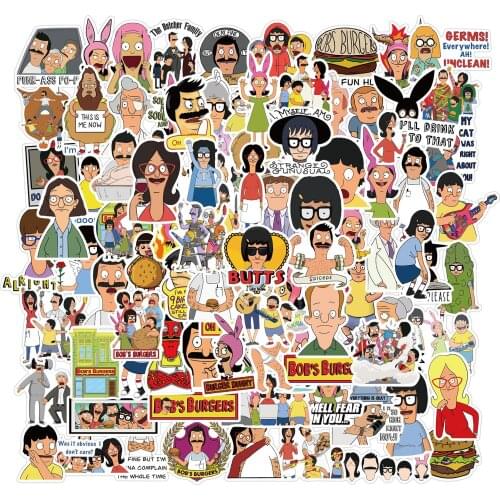 100 cartoons burger shop graffiti stickers decorative luggage waterproof stickers