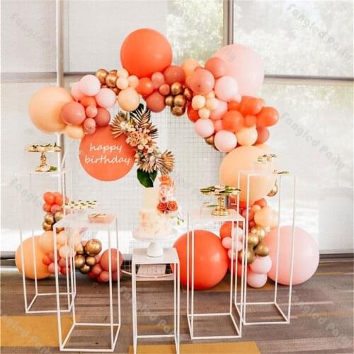 131pcs Matte Orange Balloon Garland Chain Arch Kit Cream Peach Kids Birthday Party Ballon Home Wedding Party Decorations