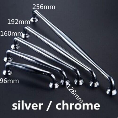 192 256mm simple fashion solid shiny silver wardrobe kitchen cabinet door long handle chrome drawer cupboard pull knob 128 160mm