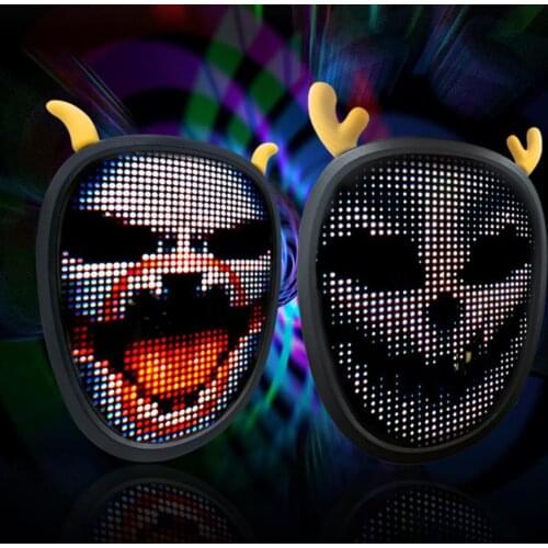 2021 Glowing Luminous Face Cover DIY Patterns Fine Workmanship Text Editing ABS Computer Operated LED Face Cover for Halloween