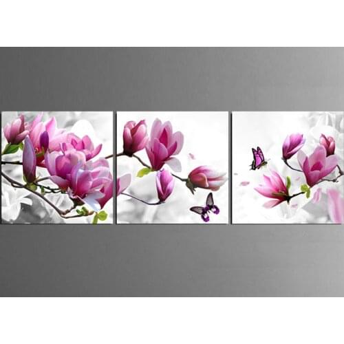 3 Piece Free Shipping Hot Sell Modern Wall Painting purple pink blue flower Home Decorative Art Picture Paint on Canvas Prints F