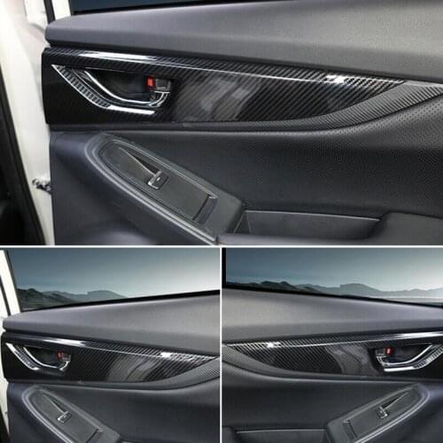 4PCS Carbon Fiber ABS Chrome Car Interior Inside Door Handle Cover Trim Molding For SUBARU XV 2018 Car Styling Accessories