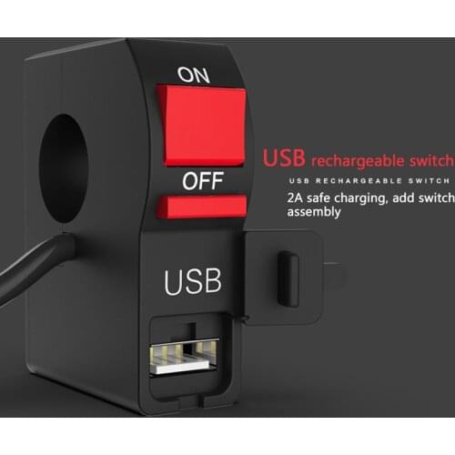 7/8" 22mm Motorcycle Handlebar Headlight ON/OFF Button Switch Waterproof Start Controller With 2.1A USB Charge Motorbike Parts