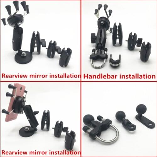 Aluminum Motorcycle Handlebar Rear Mirror Mount Rail for Gopro Cell Phone Smartphone Holder for iPhone 8 7 7 Ram Mounts
