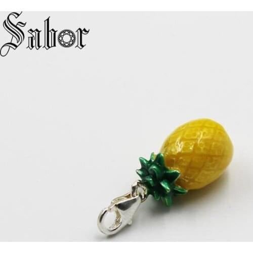 Brand Yellow Pineapple Charm for Bracelet Silver Color Chaveiro Women Jewelry Hadiah Wanita Cantik Bijoux thomas jewellery