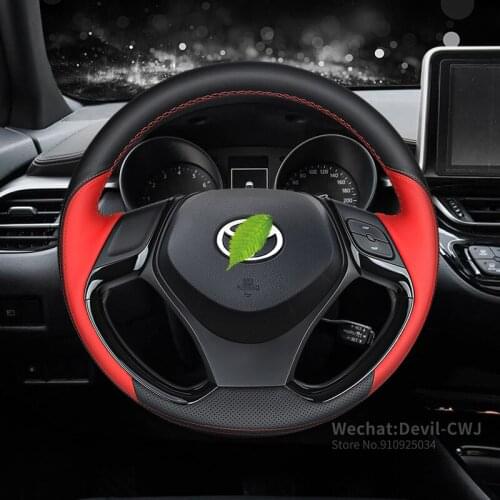 For toyota chr steering wheel cover leather hand stitching 2018 2020 models Premium leather Grip Cover car accessories