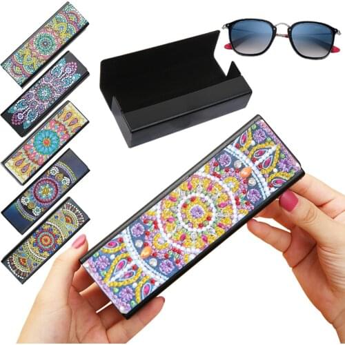 Sunglasses Case Diamond Painting DIY Glasses Storage Jewel Case Leather Eyewear Travel Protector Box