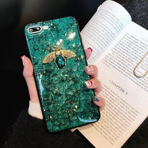 Glitter Marble Bling Bee Phone Case For xiaomi redmi k20 pro note 8 pro note 7 6 6A 7A 8A Mi 5X 6X M9 PRO CC9E 11 Lite 10T cover