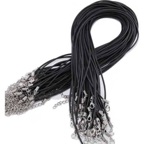 10Pcs/Lot Dia 1.8mm Black Leather Cord PU Clasp Necklace Adjustable 52cm Rope Necklace Bracelet for DIY Jewelry Making Findings
