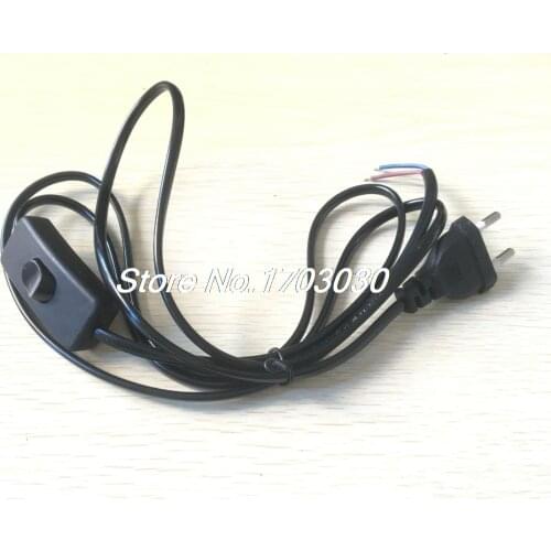 2Pcs Black EU Plug Lamp Power Cord Inline Button Switch 1.8M AC110V AC250V