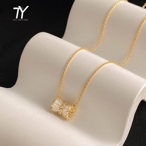 Luxury Zircon Waist Pendant Gold Necklace For Woman 2021 New Korean Fashion Jewelry Wedding Party Girls Sexy Clavicle Chain
