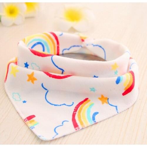 Baby Rainbow Printed Saliva Towel Baby Infant Cotton Double-layer Triangle Scarf Saliva Bibs