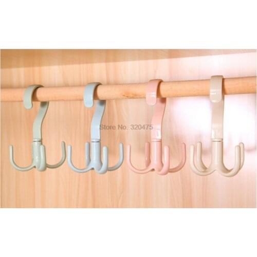 By dhl 100pcs Hooks Rack Plastic Rotating Organizer For Household Wardrobe Clothes Hats/Belts/Scarves Hanger Holder