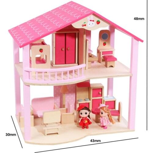 For Children Kids Christmas Birthday Gifts Wooden Doll House Model Miniature Dollhouse Furniture Toy Pretend Play Furniture Toys
