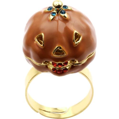 Halloween Can Open Pumpkin Crystal Elastic Rings Three-dimensional Pumpkin Store Asbestos Candy Notes Hair Adjustable Jewelry