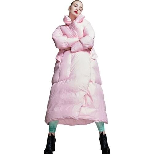 European Women Parkas Down Coat Jacket 80% Duck Down Lady Winter Outerwear Coats Plus Size LF9143