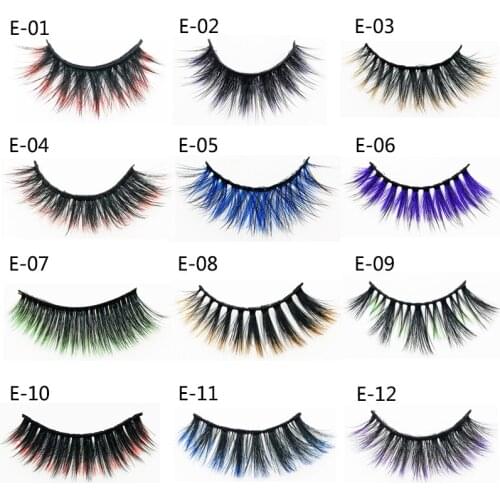 Flash girl top quality The Newest E series 19 Styles 1 pairs colorful natural 3D Mink Eyelash custom Private Label
