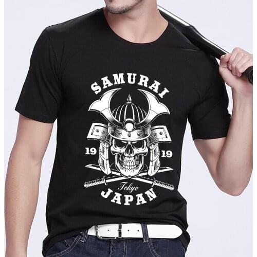 Summer Mens T-shirts Black All-match Print Male Tops Clothing Gothic Style Skulls Pattern Series Tee Shirts O-neck Men Tshirt