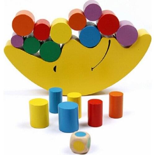 1 Set Moon Balancing Baby Early Learning Math Toy Montessori Teaching Moon Balance Colorful Early Educational Wood Math Toys