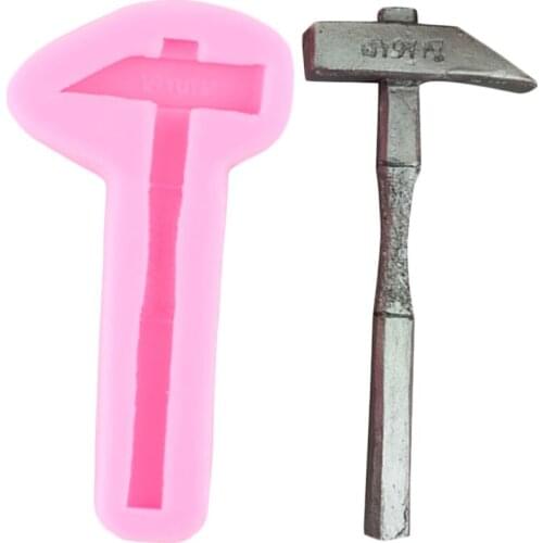 Repair Tool Hammer Silicone Mold Cupcake Topper Fondant Cake Decorating Tools Polymer Clay Candy Chocolate Gumpaste Moulds