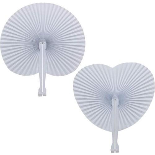 Chinese Folding Fan Wooden Shank Classical Dance Fan High Quality White Heart-shaped Folding Wedding Decoration Special Props