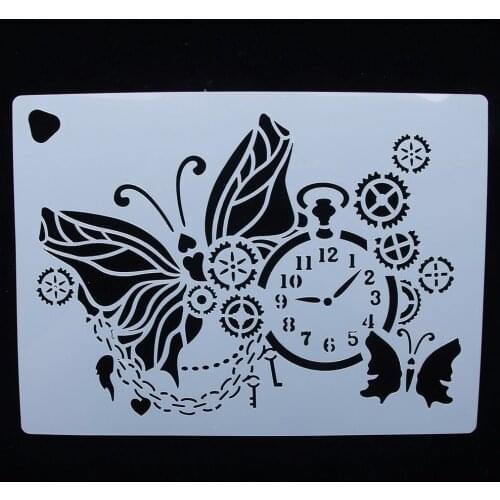 1Pc Classical Gear Clock Butterfly Stencil Fondant Cake Decorating Tools Border Lace Icing Sugarcraft Mold Baking Moulds Hot