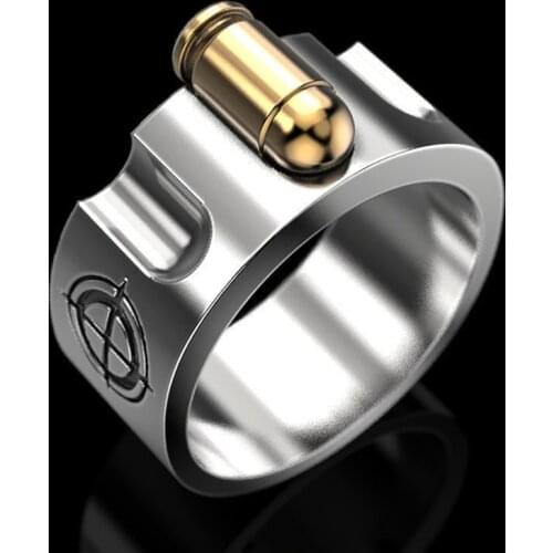 Fashion Creative Hip-Hop Military Fan Men Ring Gold Color Left Wheel Punk Ring for Men Father Husband Anniversary Jewelry