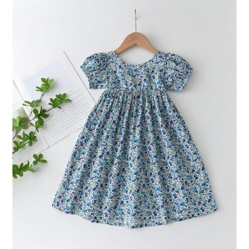 Menoea Girls Flower Casual Dress 2021 Children Short Sleeve Backless Design Clothes Summer Kids Party Children Princess Dress