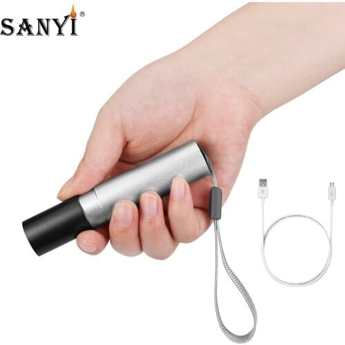 Zoomable Mini Flashlight 3 Modes XPE LED Tactical Flashlights USB Rechargeable Torch Waterproof Pocket Penlight Outdoor Lighting