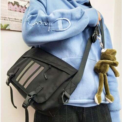 Fashion Reflective Crossbody Bag for Men Multifunction Waterproof Large Shoulder Bag Streetwear Male Nylon Messenger Chest Bags