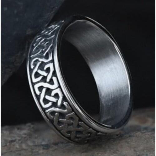Viking Stainless Steel Celtics Knot Ring Men Nordic Totem Wedding Rings Womens Band Promise Jewelry