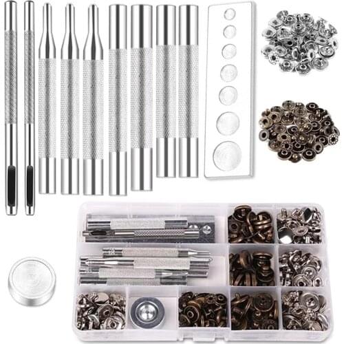 KAOBUY Leather Snap Fasteners Kit,Metal Snaps With Setting Tools For Clothing, Leather, Jacket, Jeans Wear, Bags, Bracelet