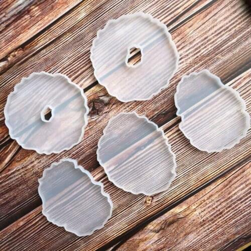 Coaster Making Mold Set Crystal Epoxy Irregular Round Cup Mat Silicone Mould For Jewelry Making Tool Clay Molds