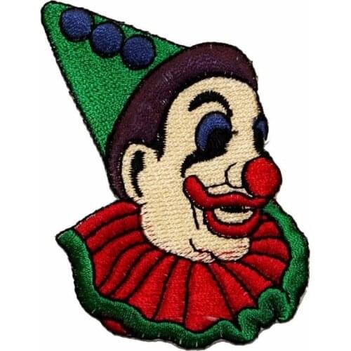 Custom Embroidered Patch Clown Skull Face Patch Red Nose Biker Badge Iron On for clothing Applique Customize with your logo