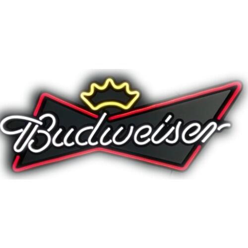 Neon Sign 10kv Budweiser neon sign Beer Bar Pub Handcrafted Iconic Sign Aesthetic Room Decor Neon Light Lamp Wall Neon Lamp Art