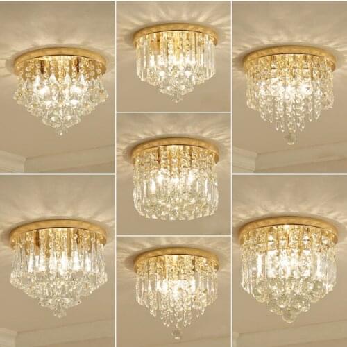 New Luxurious Crystal Ceiling Lamps Gold Modern Elegant Chandelier Pendant Light Fixture for Dining Living Room Girl Kid Bedroom
