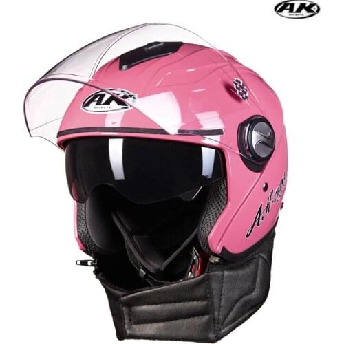 New Helmet Autumn And Winter Unisex Motorcycle Electric Car Double Lens Anti-Fog Big Half Helmet Riding Protective Unisex