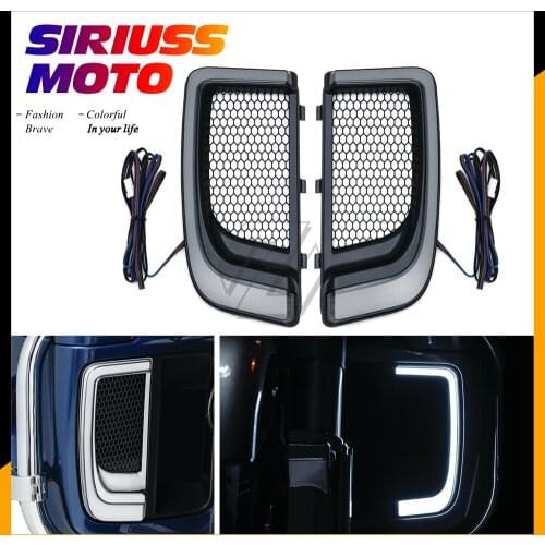 Motorcycle LED Fairing Lower Grills Turn Signal Light Case for Harley Touring and Trike Model 2014-2020