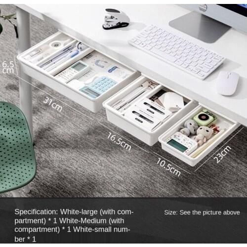 Office Organizers for Desk Under The Table Invisible Drawer-Style Collection Box Large Desktop Hidden Bottom Shelf