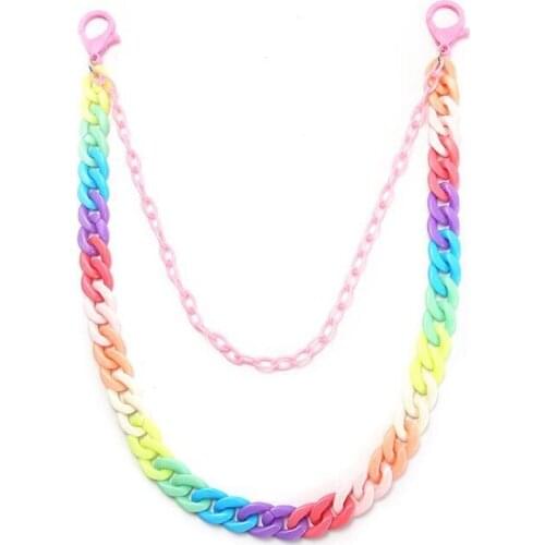 Rainbow Pants Chain Vintage Retro Plastic Man Acrylic Resin Punk Hip Hop Woman Hanging Street Denim Chain Fashion Cool Belt