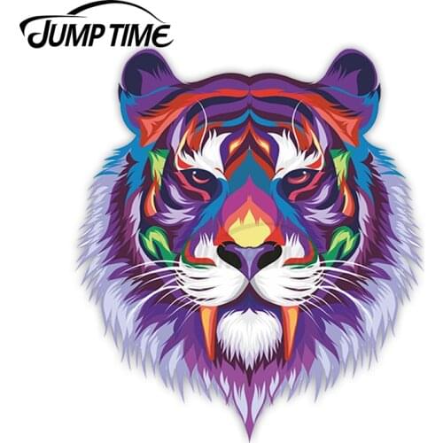 Jump Time Rainbow Tiger Vinyl Stickers Big Cat Wild Cool Sticker Laptop JDM Decal Car Wrap Bumper Trunk Truck Graphics