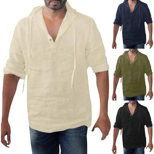 Summer Men Shirts Long Sleeve Casual Button V-Neck Pullover Shirt Slim Long Sleeve Knitted Soft Mens Pullover Hoodie For Outdoor